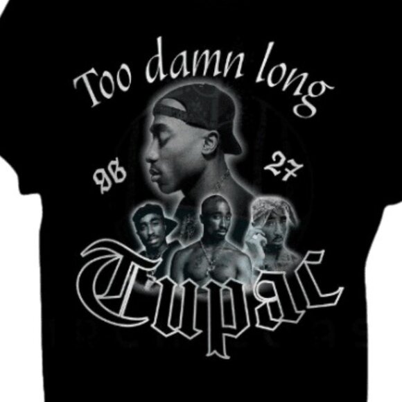 Tupac 27 Years Too Damn Long Graphic Tee Hip Hop Music Fan Gift Casual Rap Shirt - Picture 2 of 5